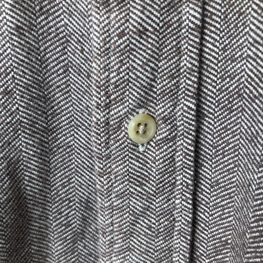 Tommy Hilfiger long-sleeved button-down flannel shirt, men's size L cotton brown type Vintage Second Hand