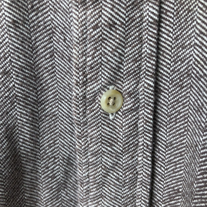 Tommy Hilfiger long-sleeved button-down flannel shirt, men's size L cotton brown type Vintage Second Hand