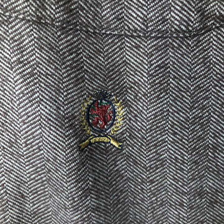 Tommy Hilfiger long-sleeved button-down flannel shirt, men's size L cotton brown type Vintage Second Hand