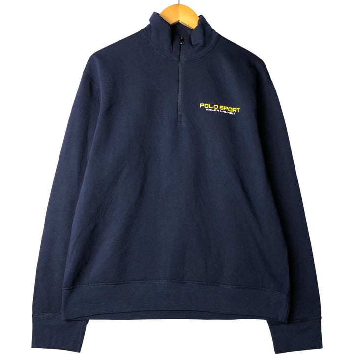 Ralph Lauren POLO SPORT half-zip sweatshirt, men's size L polyester navy blue type Vintage Second Hand