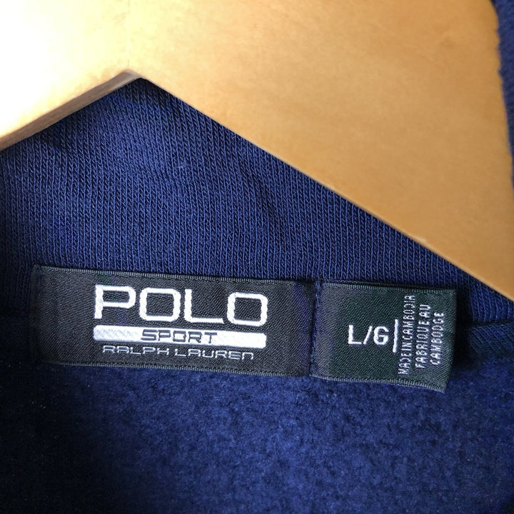 Ralph Lauren POLO SPORT half-zip sweatshirt, men's size L polyester navy blue type Vintage Second Hand