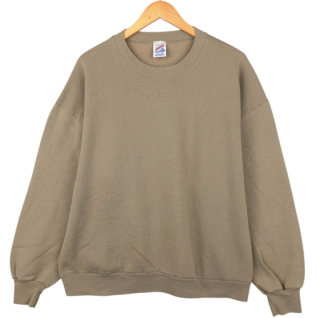 80s-90'S Jerzees Plain Blank Sweatshirt Trainer Made in USA Men's XL Vintage cotton Beige type Vintage Second Hand