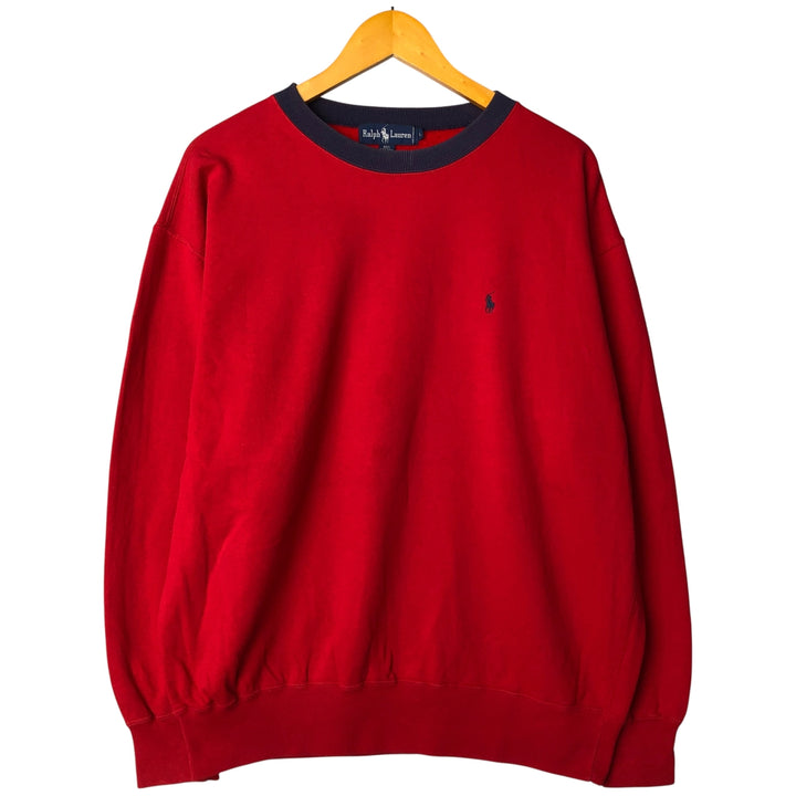 Ralph Lauren One-Point Logo Sweatshirt, Men's Size L cotton red type Vintage Second Hand