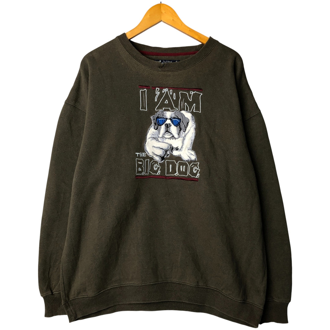 BIG DOGS Dog Print Sweatshirt, Men's Size L cotton Khaki type Vintage Second Hand