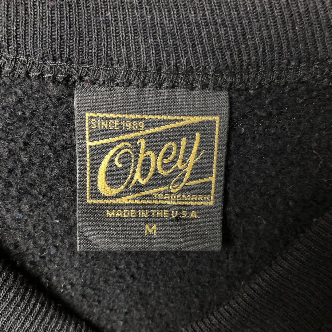Obey logo sweatshirt, made in the USA, men's size M cotton black type Vintage Second Hand
