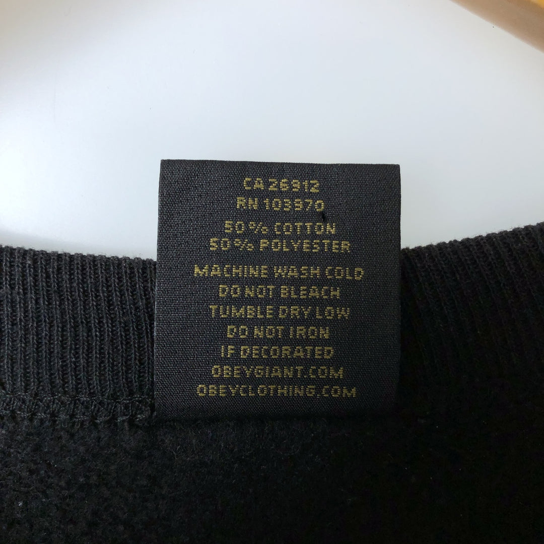 Obey logo sweatshirt, made in the USA, men's size M cotton black type Vintage Second Hand
