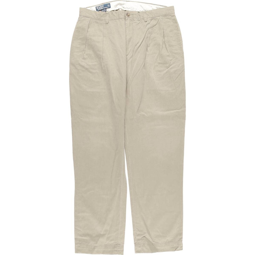 Ralph Lauren POLO by Ralph Lauren ETHAN PANT, two-pleat chino pants, men's size W35 cotton Beige type Vintage Second Hand