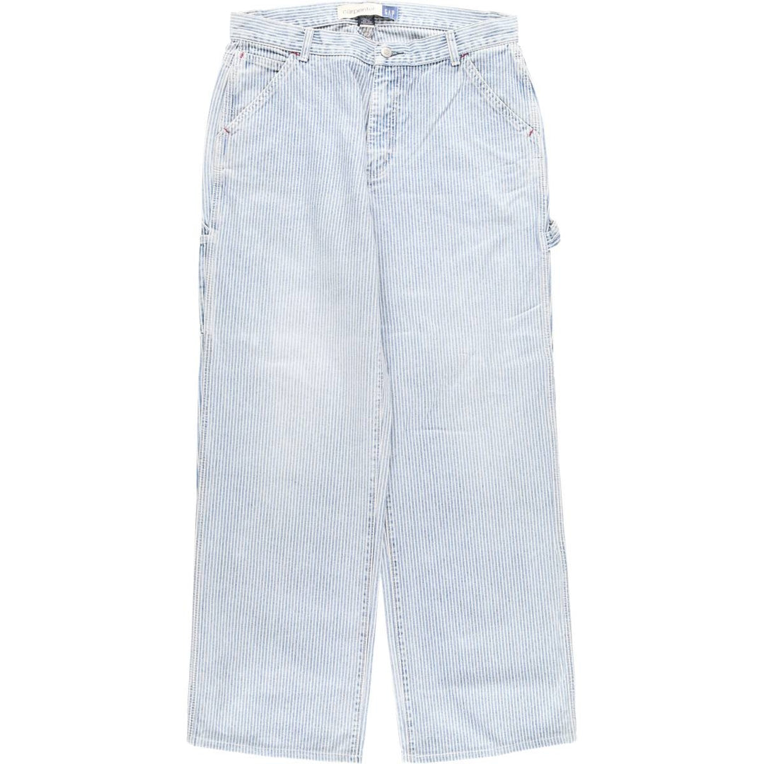 GAP Carpenter Stripe Pattern Denim Painter Pants, Women's XL (W33) cotton blue type Vintage Second Hand