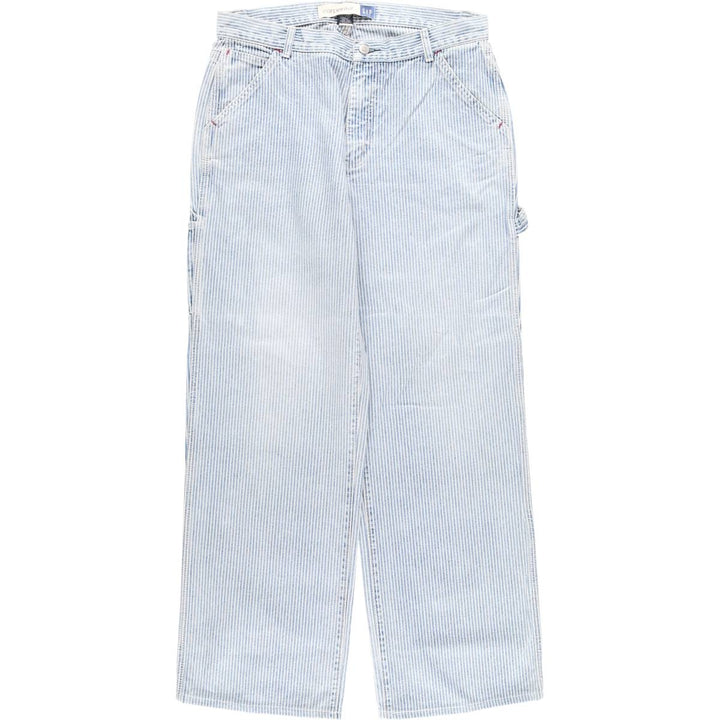 GAP Carpenter Stripe Pattern Denim Painter Pants, Women's XL (W33) cotton blue type Vintage Second Hand