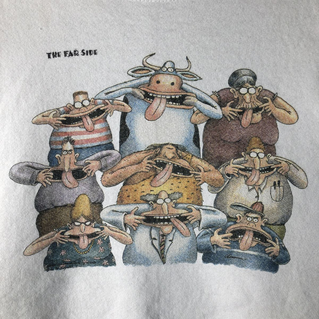 90'S ONEITA The Far Side character sweatshirt, Made in USA, Men's XL, Vintage cotton white type Vintage Second Hand