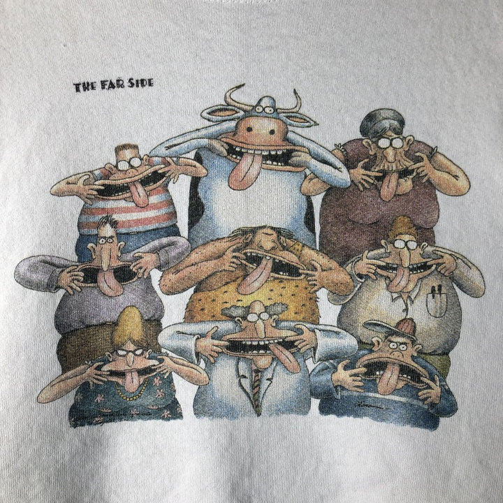 90'S ONEITA The Far Side character sweatshirt, Made in USA, Men's XL, Vintage cotton white type Vintage Second Hand