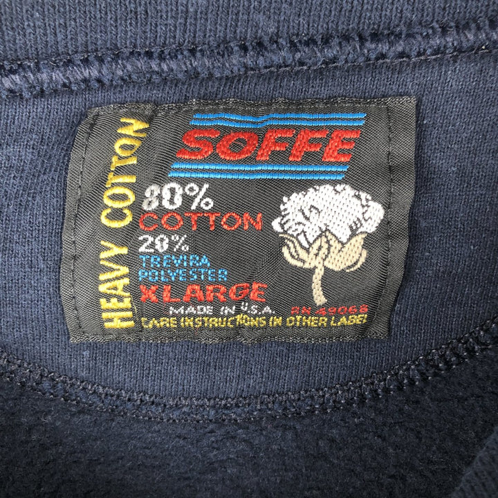 Vintage 90'S SOFFE Heavy Cotton Sweatshirt, Made in USA, Men's Size XL cotton navy blue type Vintage Second Hand