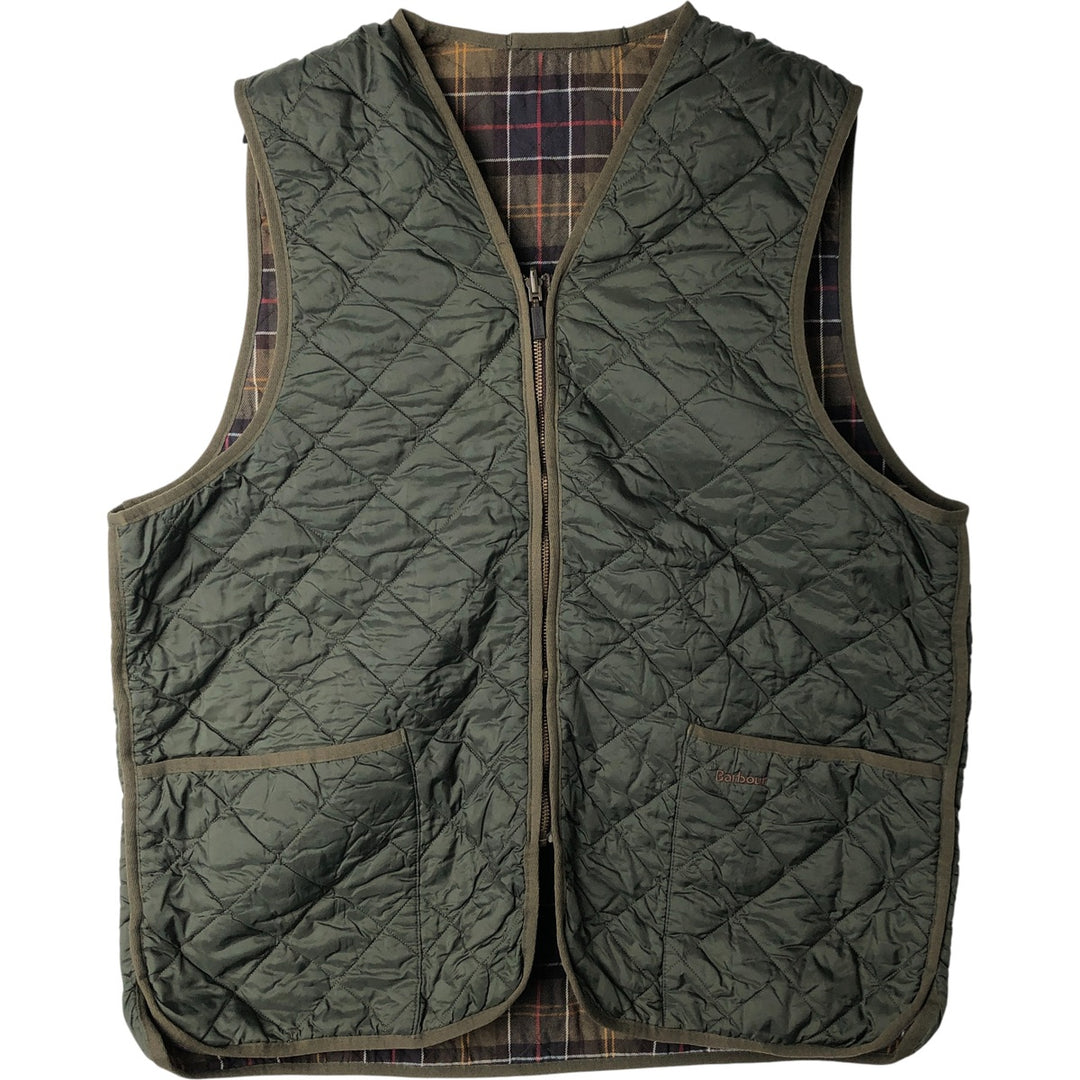 Barbour padded quilted vest, size 46, men's XL polyamide Khaki type sage green Vintage Second Hand