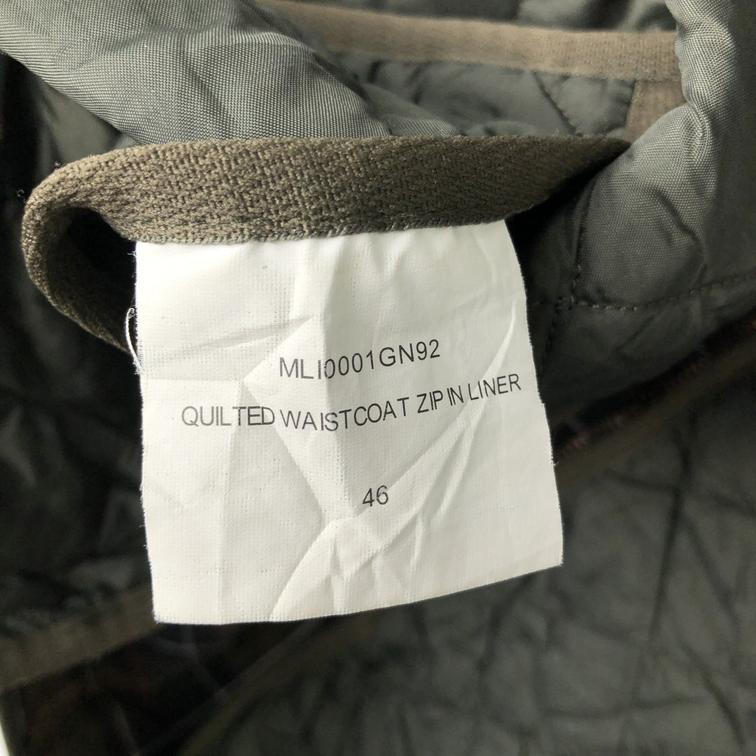 Barbour padded quilted vest, size 46, men's XL polyamide Khaki type sage green Vintage Second Hand