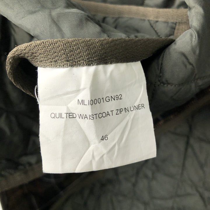 Barbour padded quilted vest, size 46, men's XL polyamide Khaki type sage green Vintage Second Hand