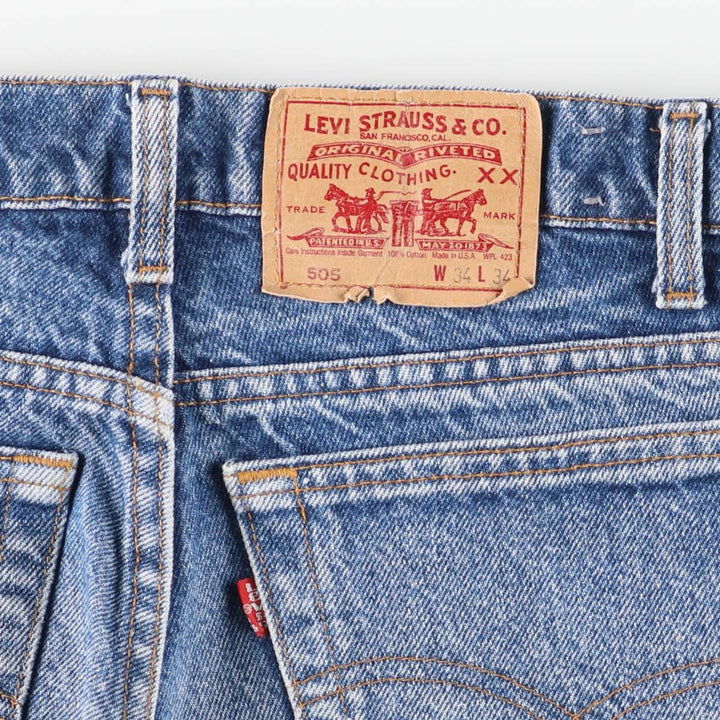 90'S Levi's 505-0216 Tapered Denim Pants, Made in USA, Men's, Size W33, Vintage cotton blue type Vintage Second Hand