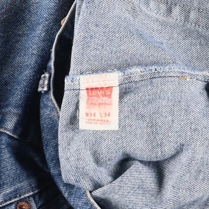 90'S Levi's 505-0216 Tapered Denim Pants, Made in USA, Men's, Size W33, Vintage cotton blue type Vintage Second Hand