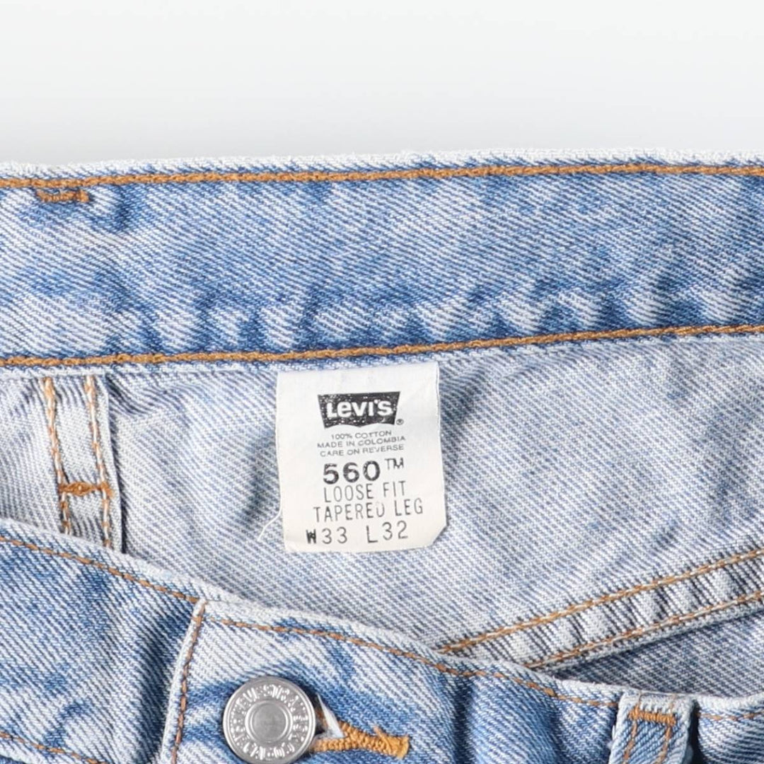 00'S Levi's 560 LOOSE FIT TAPERED LEG tapered denim pants for men, size w33 cotton Blue type light blue Vintage Second Hand