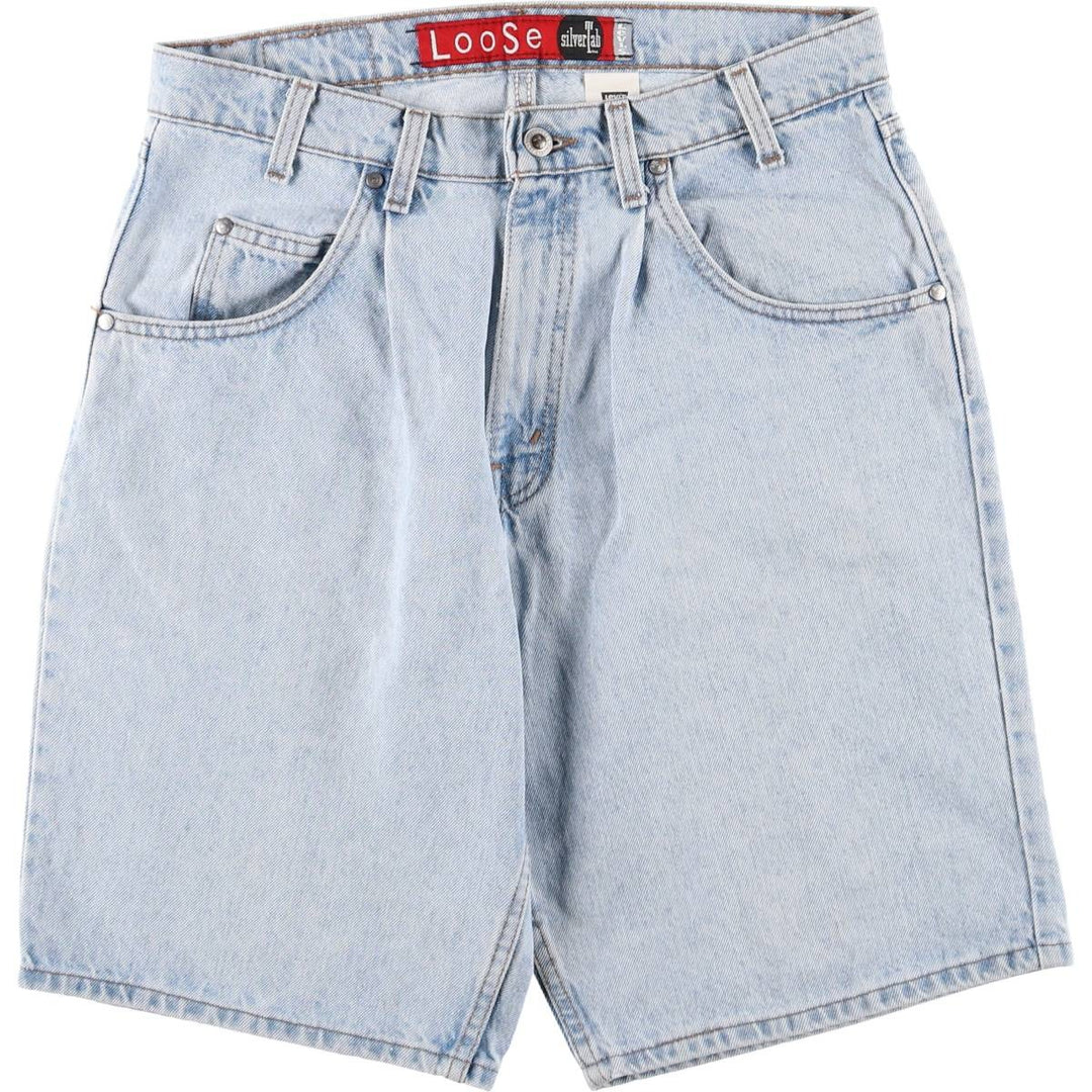 90'S Levi's Silver Tab Loose Denim Shorts, Half Pants, Made in USA, Men's, Size W33, Vintage cotton Blue type light blue Vintage Second Hand