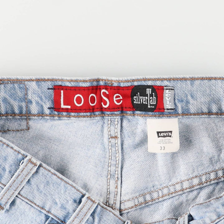 90'S Levi's Silver Tab Loose Denim Shorts, Half Pants, Made in USA, Men's, Size W33, Vintage cotton Blue type light blue Vintage Second Hand