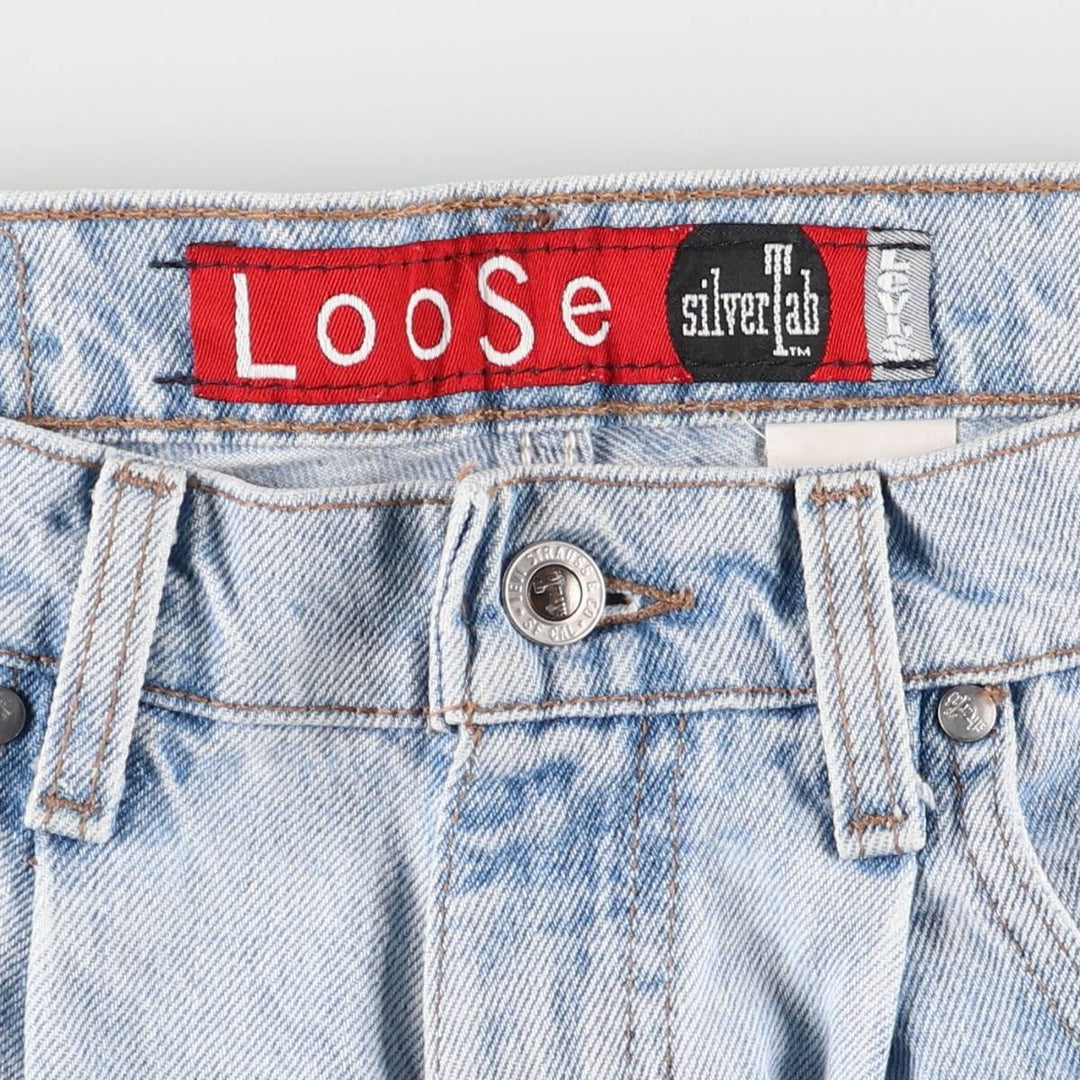 90'S Levi's Silver Tab Loose Denim Shorts, Half Pants, Made in USA, Men's, Size W33, Vintage cotton Blue type light blue Vintage Second Hand