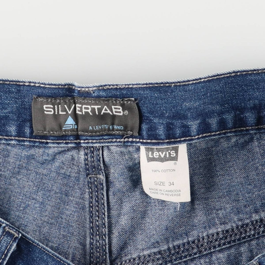 90'S Levi's Silver Tab Denim Painter Shorts, Men's, Size W34, Vintage cotton blue type Vintage Second Hand