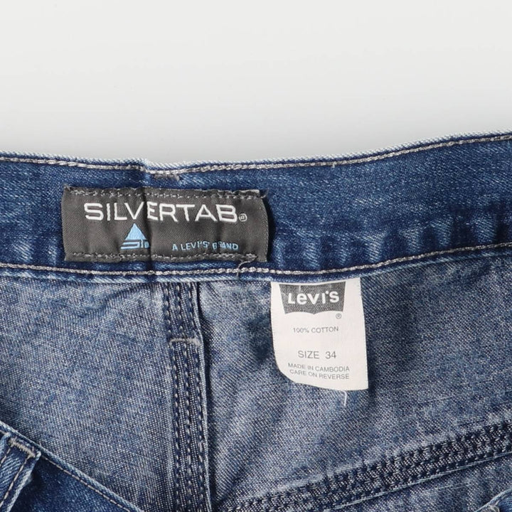 90'S Levi's Silver Tab Denim Painter Shorts, Men's, Size W34, Vintage cotton blue type Vintage Second Hand