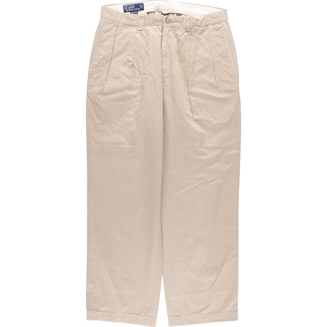 Ralph Lauren POLO by Ralph Lauren ANDREW PANT Two-pleat chino pants for men, equivalent to W34 cotton Beige type Vintage Second Hand
