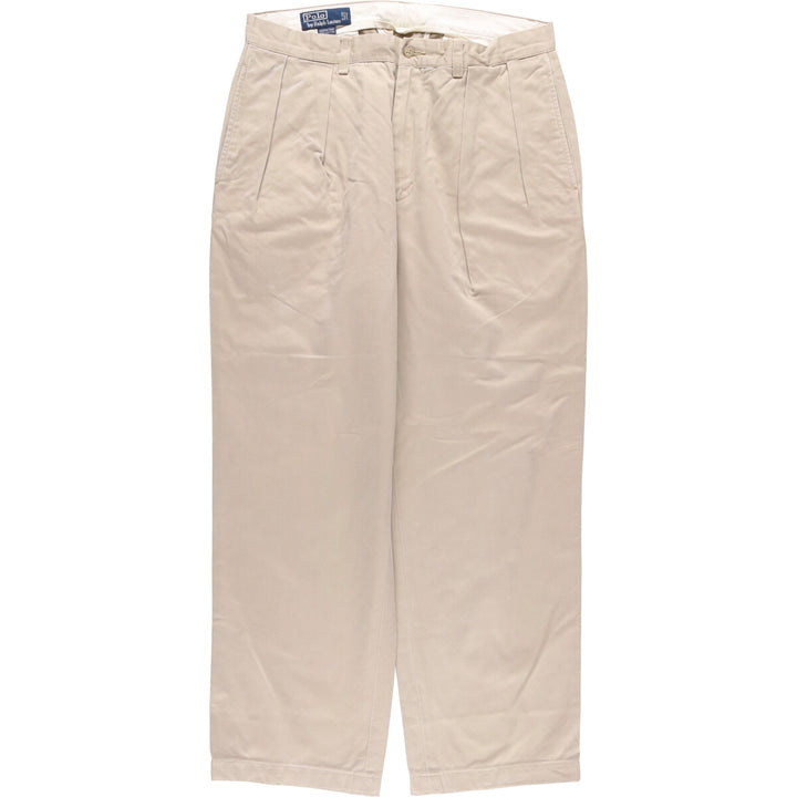 Ralph Lauren POLO by Ralph Lauren ANDREW PANT Two-pleat chino pants for men, equivalent to W34 cotton Beige type Vintage Second Hand