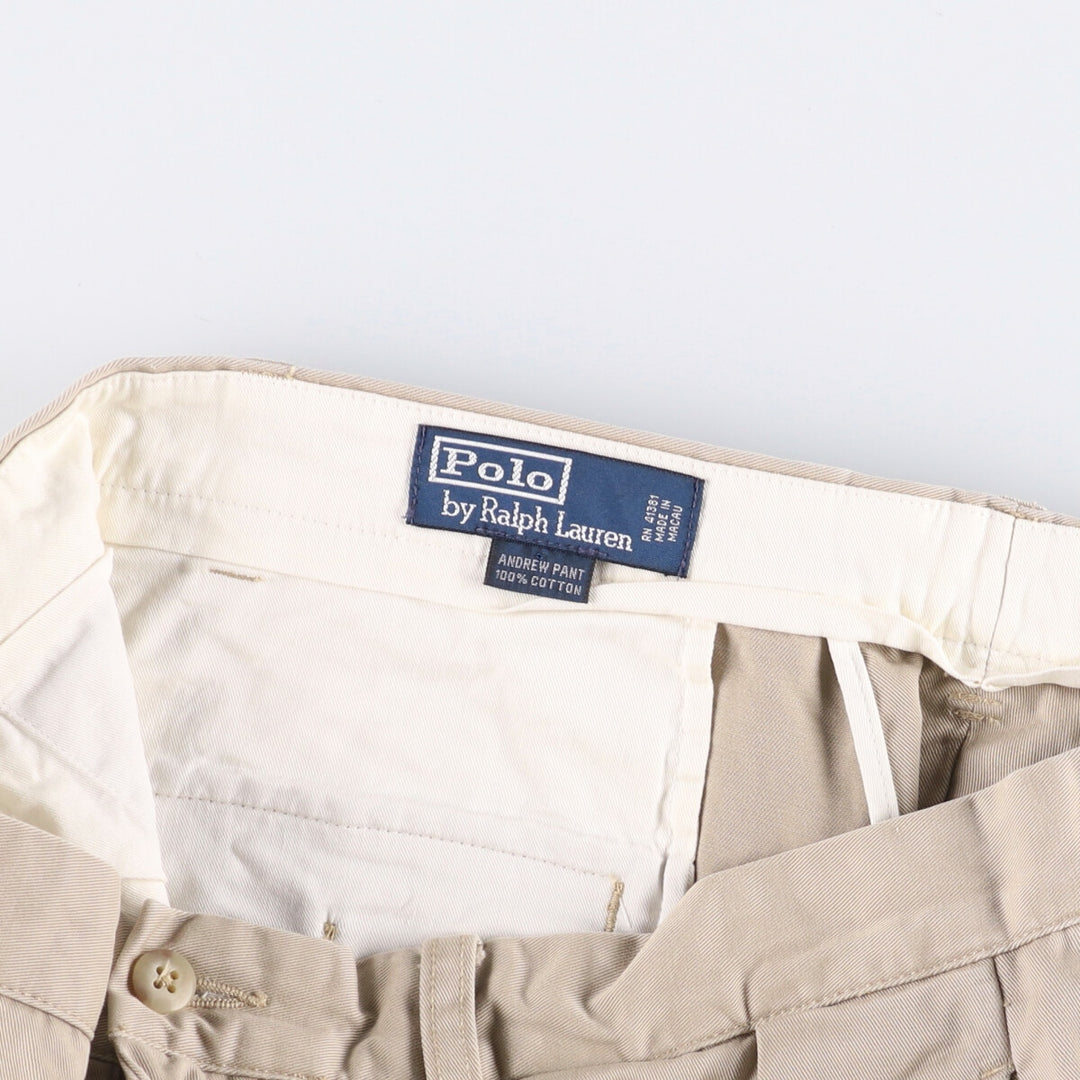 Ralph Lauren POLO by Ralph Lauren ANDREW PANT Two-pleat chino pants for men, equivalent to W34 cotton Beige type Vintage Second Hand