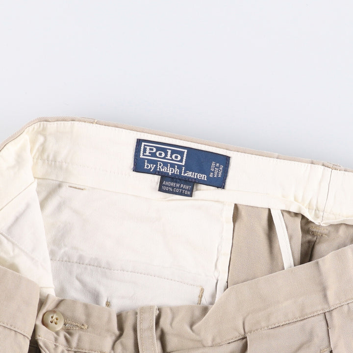 Ralph Lauren POLO by Ralph Lauren ANDREW PANT Two-pleat chino pants for men, equivalent to W34 cotton Beige type Vintage Second Hand