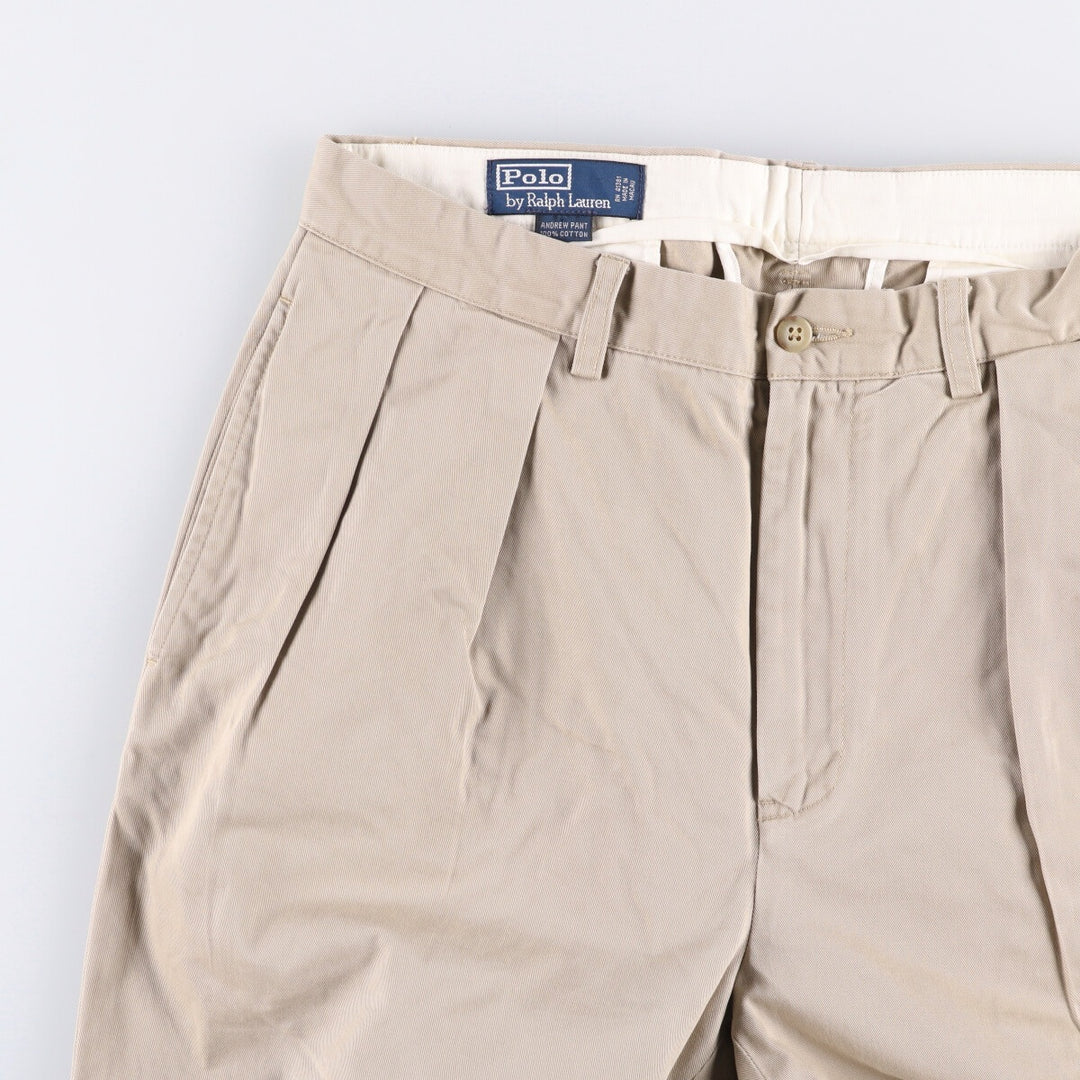 Ralph Lauren POLO by Ralph Lauren ANDREW PANT Two-pleat chino pants for men, equivalent to W34 cotton Beige type Vintage Second Hand