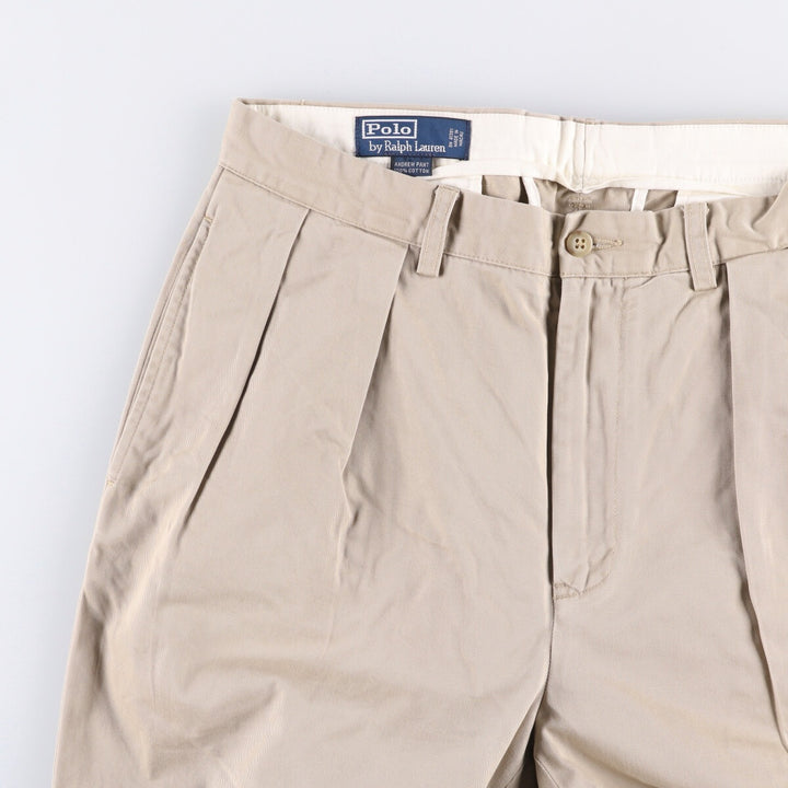 Ralph Lauren POLO by Ralph Lauren ANDREW PANT Two-pleat chino pants for men, equivalent to W34 cotton Beige type Vintage Second Hand