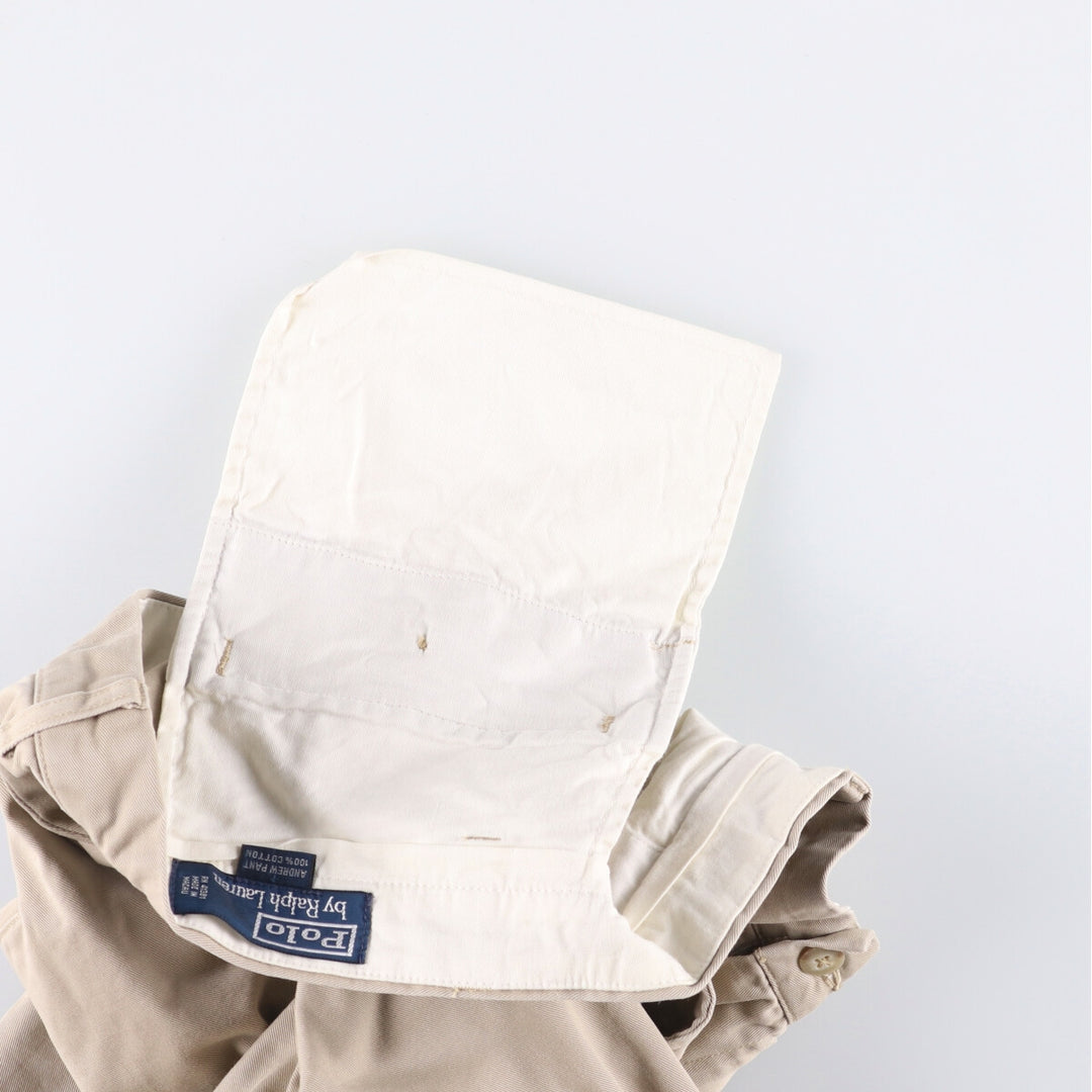 Ralph Lauren POLO by Ralph Lauren ANDREW PANT Two-pleat chino pants for men, equivalent to W34 cotton Beige type Vintage Second Hand