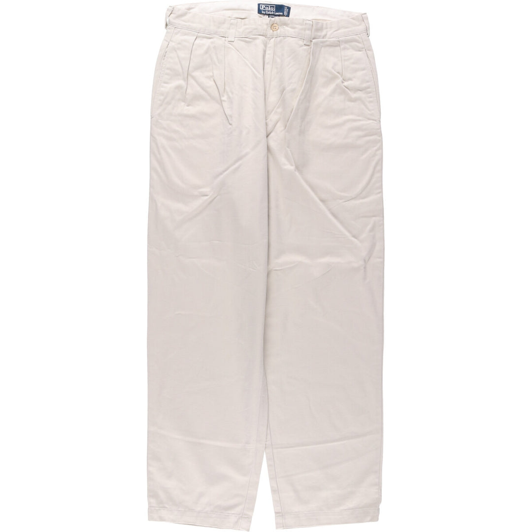 Ralph Lauren POLO by Ralph Lauren ANDREW PANT Two-pleat chino pants for men, equivalent to W34 cotton ivory Vintage Second Hand