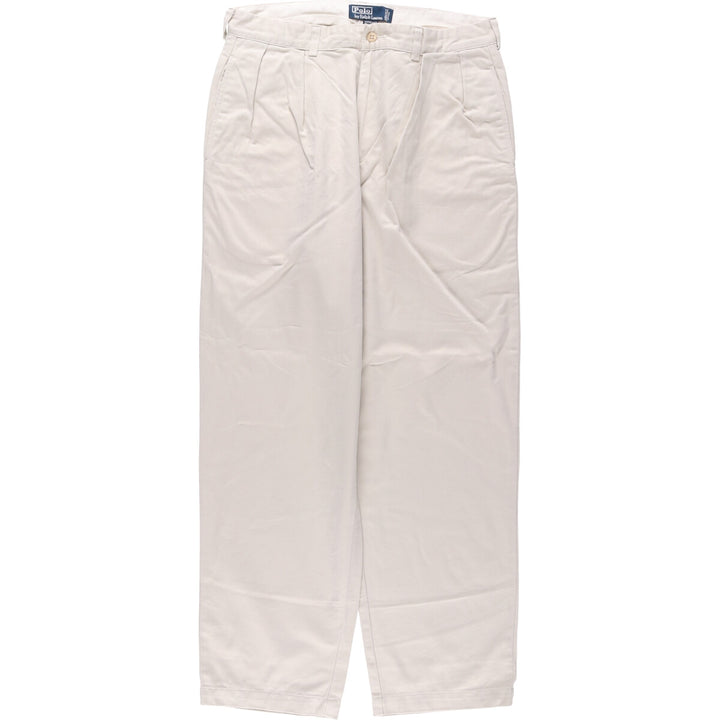 Ralph Lauren POLO by Ralph Lauren ANDREW PANT Two-pleat chino pants for men, equivalent to W34 cotton ivory Vintage Second Hand