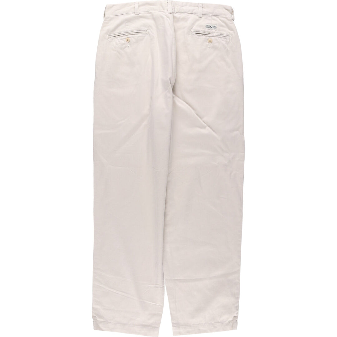 Ralph Lauren POLO by Ralph Lauren ANDREW PANT Two-pleat chino pants for men, equivalent to W34 cotton ivory Vintage Second Hand
