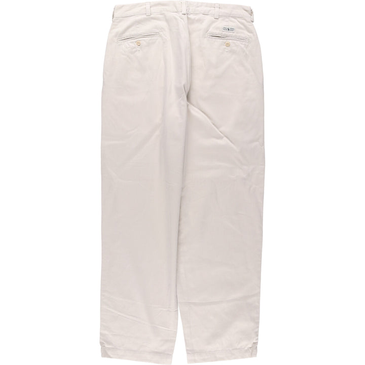 Ralph Lauren POLO by Ralph Lauren ANDREW PANT Two-pleat chino pants for men, equivalent to W34 cotton ivory Vintage Second Hand