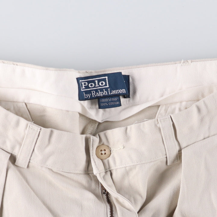 Ralph Lauren POLO by Ralph Lauren ANDREW PANT Two-pleat chino pants for men, equivalent to W34 cotton ivory Vintage Second Hand