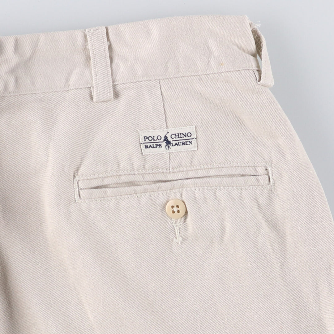Ralph Lauren POLO by Ralph Lauren ANDREW PANT Two-pleat chino pants for men, equivalent to W34 cotton ivory Vintage Second Hand