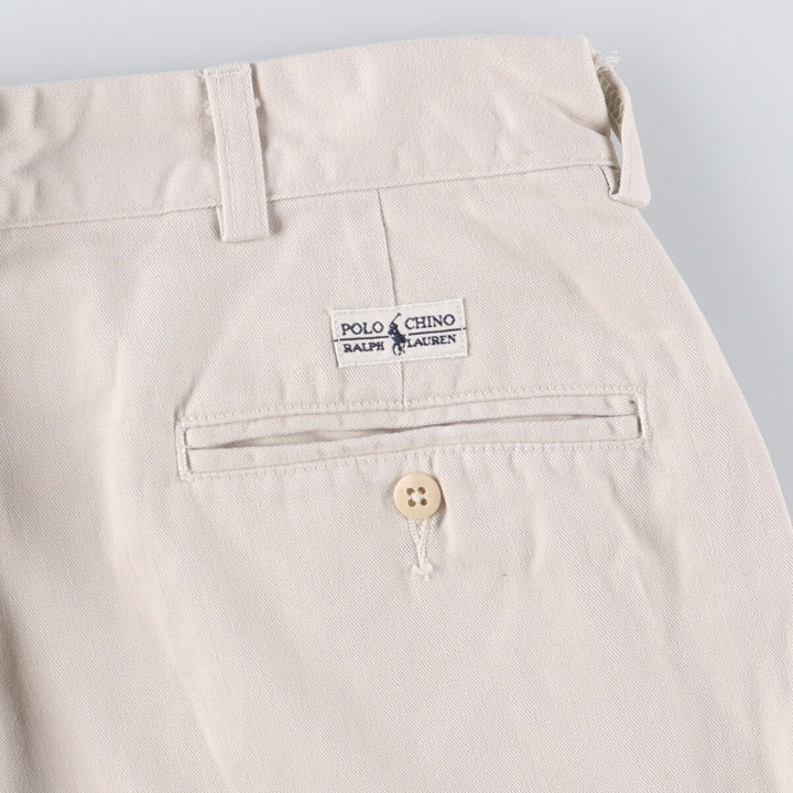 Ralph Lauren POLO by Ralph Lauren ANDREW PANT Two-pleat chino pants for men, equivalent to W34 cotton ivory Vintage Second Hand
