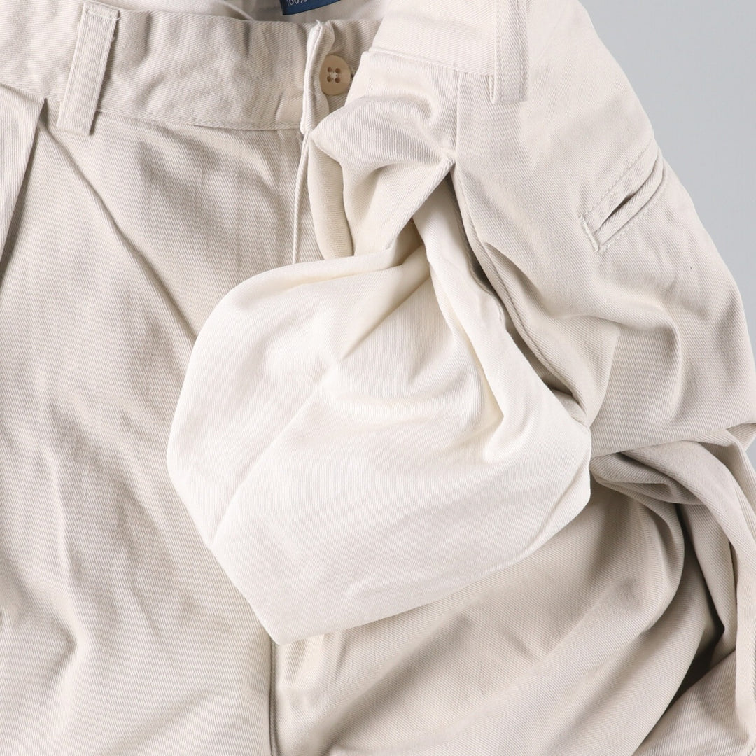 Ralph Lauren POLO by Ralph Lauren ANDREW PANT Two-pleat chino pants for men, equivalent to W34 cotton ivory Vintage Second Hand