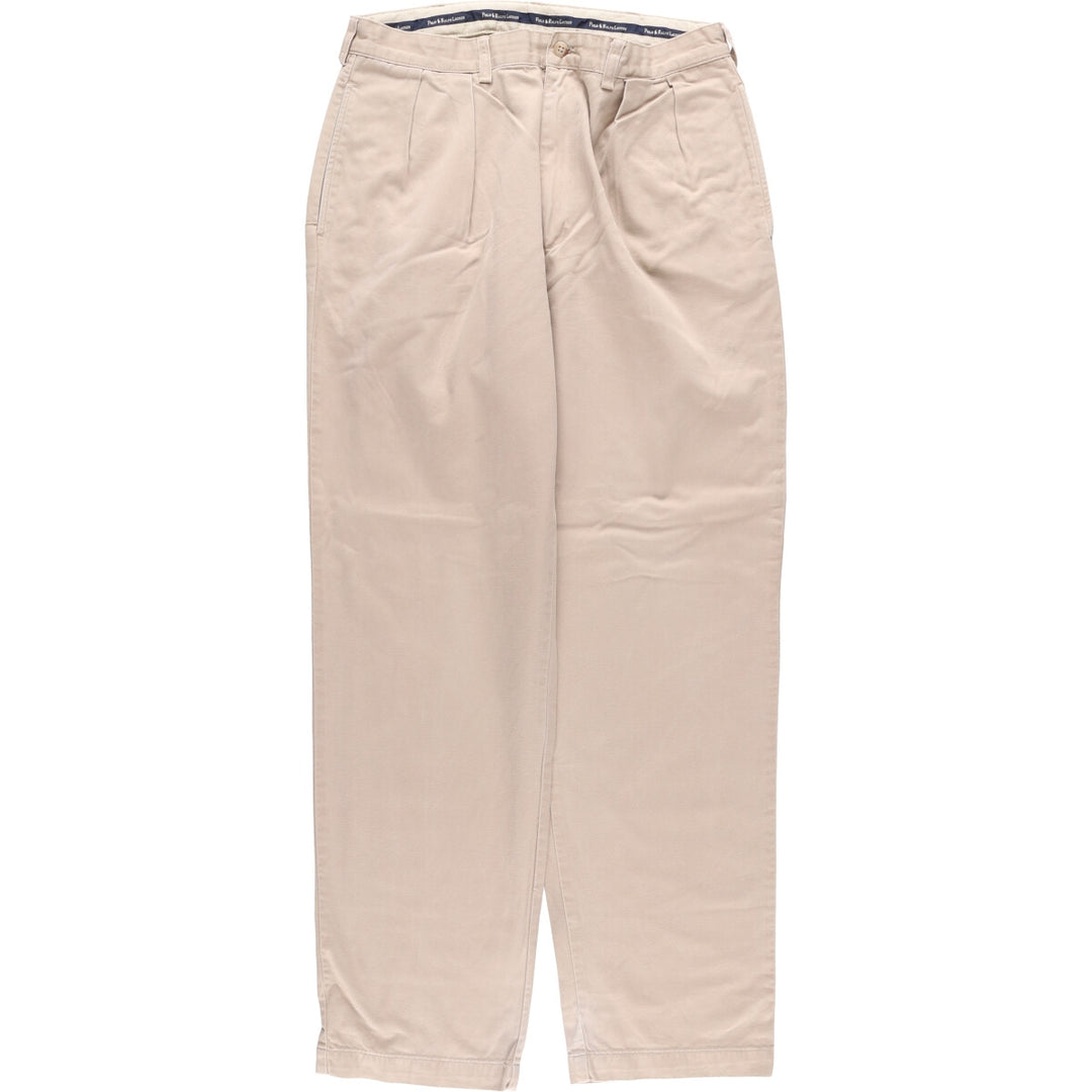 Ralph Lauren Polo Ralph Lauren Andrew Pant Two-pleat Chino Pants Men's Size W34 cotton Beige type Vintage Second Hand