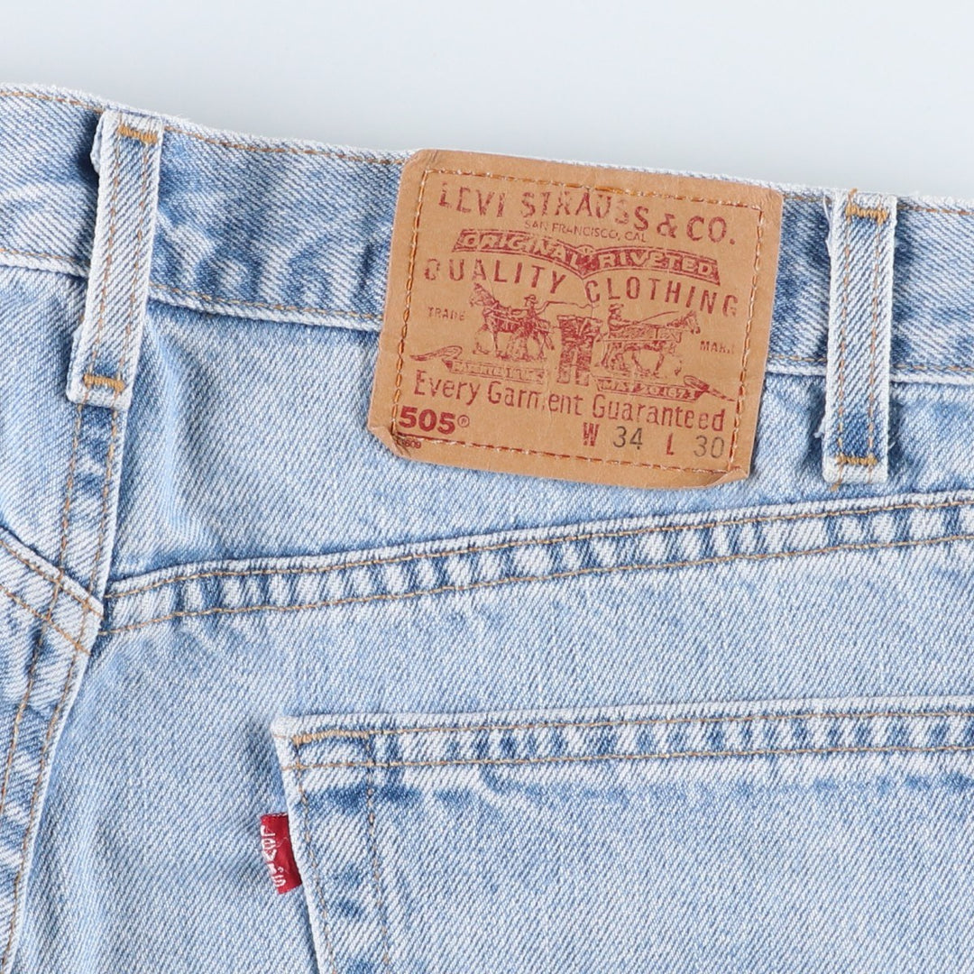 00'S Levi's 505 REGULAR FIT STRAIGHT LEG tapered denim pants made in USA, men's size w32 cotton blue type Vintage Second Hand