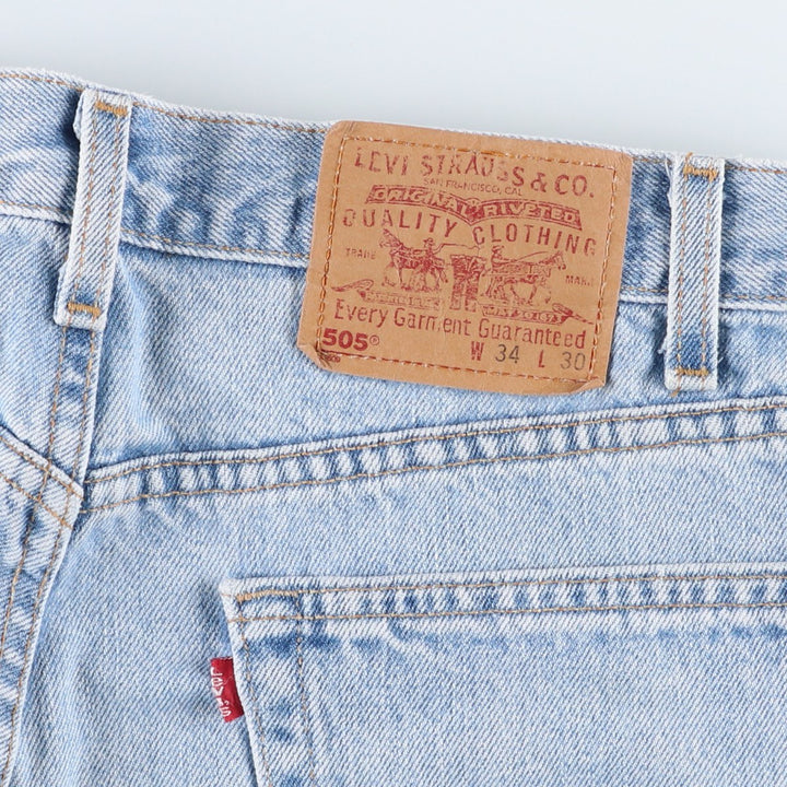 00'S Levi's 505 REGULAR FIT STRAIGHT LEG tapered denim pants made in USA, men's size w32 cotton blue type Vintage Second Hand
