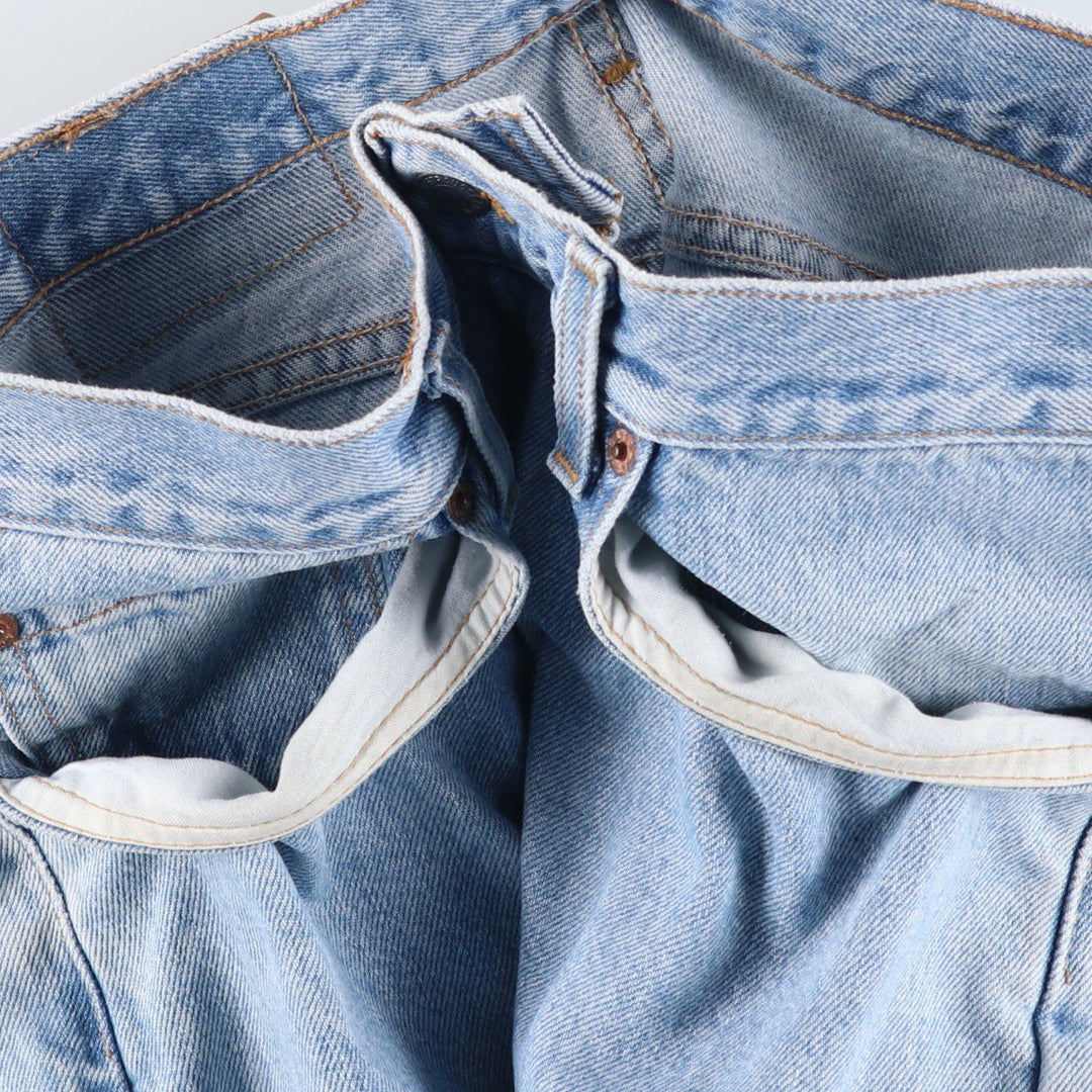 00'S Levi's 505 REGULAR FIT STRAIGHT LEG tapered denim pants made in USA, men's size w32 cotton blue type Vintage Second Hand