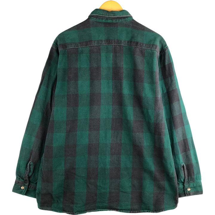 Wear Guard Buffalo Check Long Sleeve Flannel Check Shirt, Made in USA, Men's Size XL cotton green type Vintage Second Hand