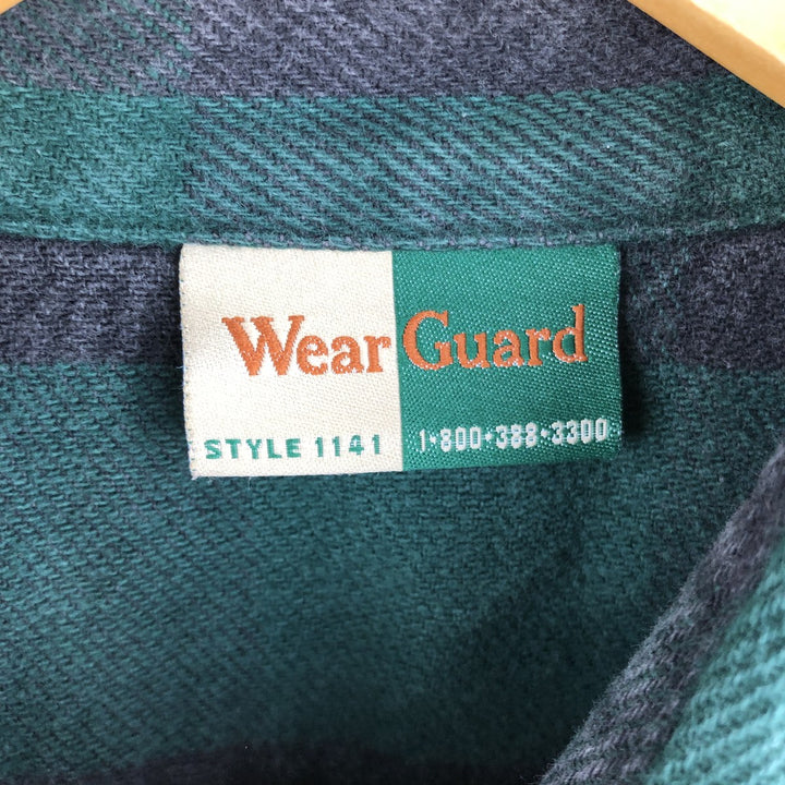 Wear Guard Buffalo Check Long Sleeve Flannel Check Shirt, Made in USA, Men's Size XL cotton green type Vintage Second Hand
