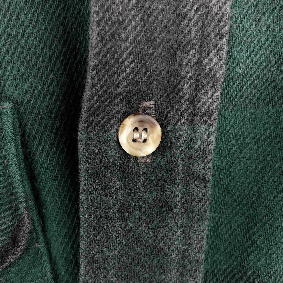 Wear Guard Buffalo Check Long Sleeve Flannel Check Shirt, Made in USA, Men's Size XL cotton green type Vintage Second Hand