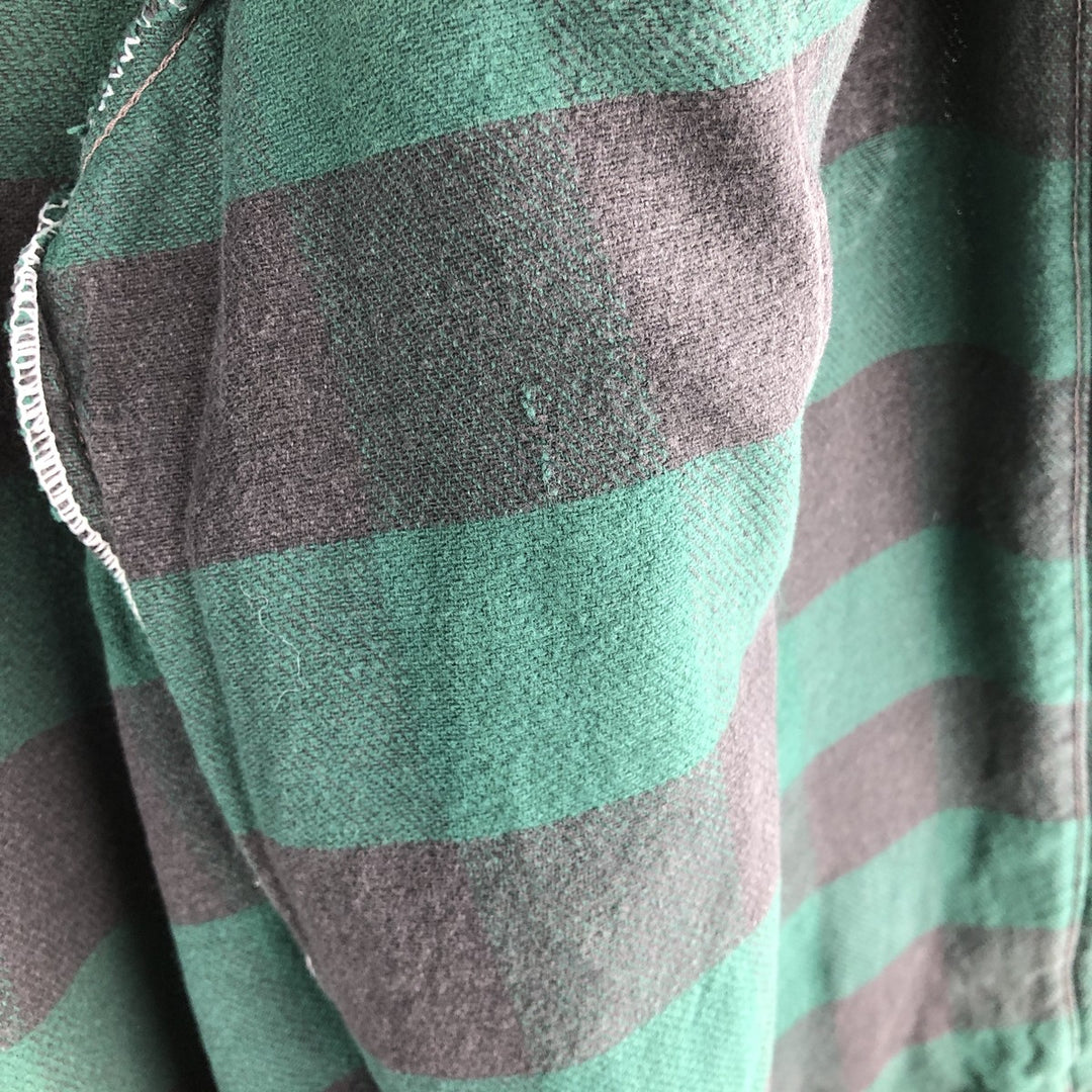Wear Guard Buffalo Check Long Sleeve Flannel Check Shirt, Made in USA, Men's Size XL cotton green type Vintage Second Hand